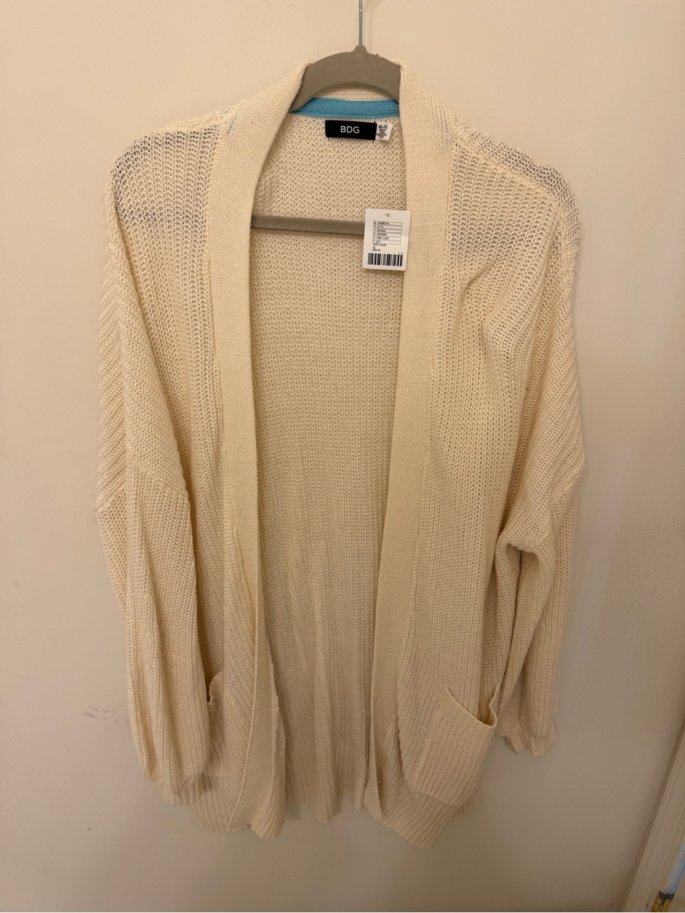 Urban Outfitters Cream Open-Front Knit Cardigan
